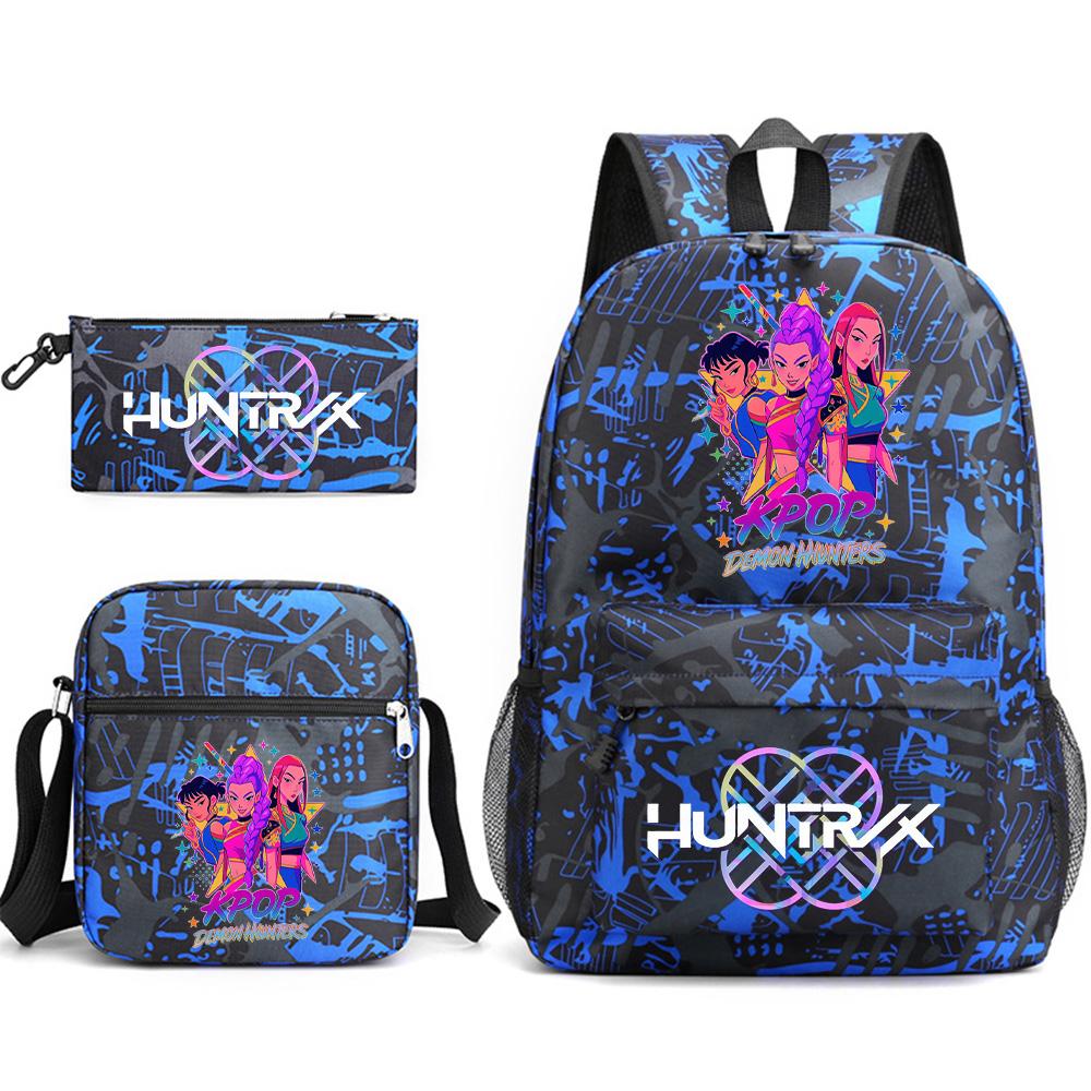 3Pcs/set Anime Printed Backpack with Shoulder Bag Pencil Case for Teenager Student Boy Girl School Bag Large Capacity Waterproof Bookbag Kid Gift