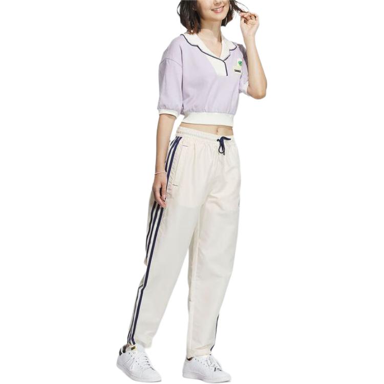 Adidas Originals Color Block Casual Outdoor Sports Polo Shirt Women Tops Purple IW6301