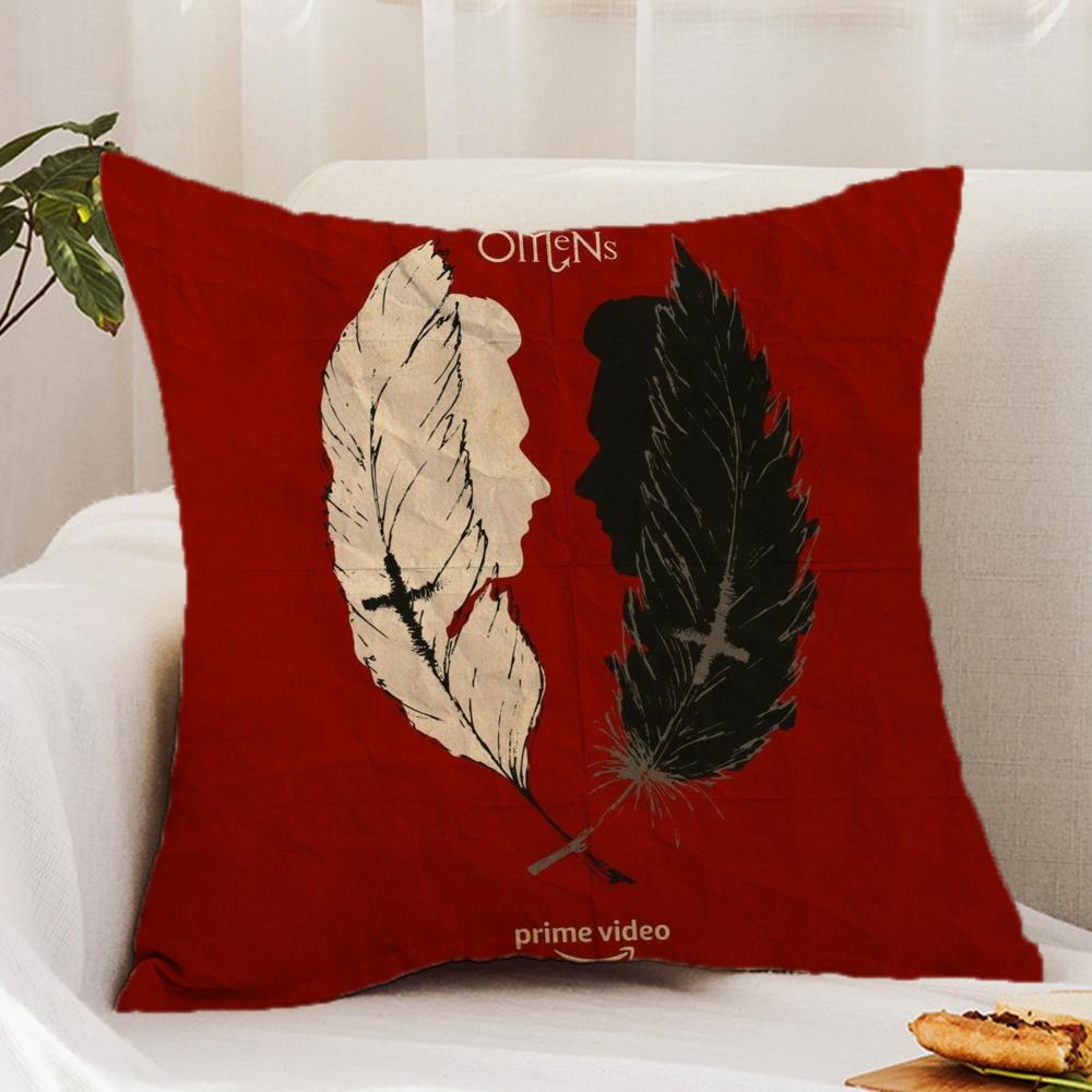 Tv G-Good O-Omens Cushion Cover Premium Comfort Reversible Pillow Cover - Dual - Use Design for Home & Car