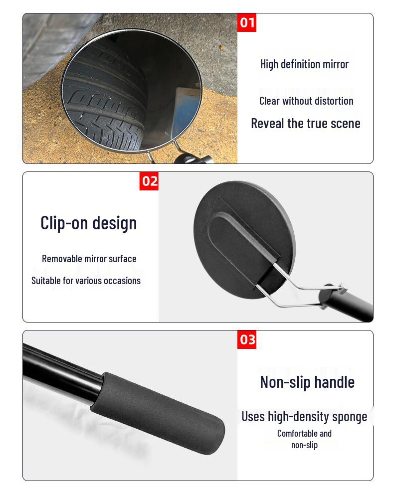 Portable Folding Aluminum Inspection Mirror with Replaceable Reflective Surface
