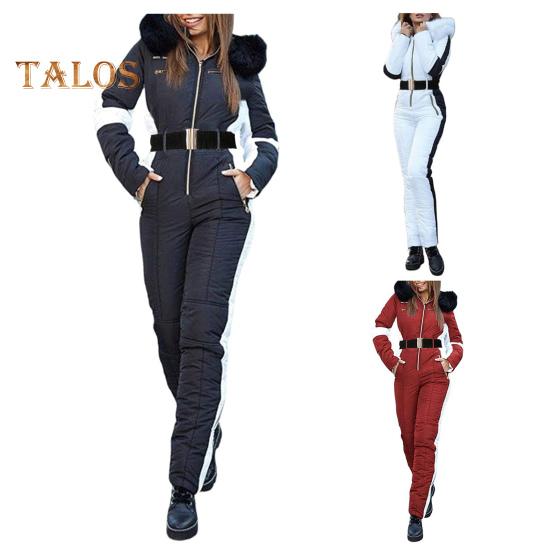 Dámské Zimní Outdoorová kombinéza Odnímatelná kapuce Parka Polstrovaná Větruodolná Udržujte v teple Voděodolná Snowboardová Lyžařská Souprava Zapínání na zip Venkovní sportovní oblečení