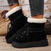 Fashion Cross Lace Up Platform Snow Boots Women Winter Warm Thicken Plush Ankle Boots Woman Comfy Slip On Anti Slip Cotton Shoes