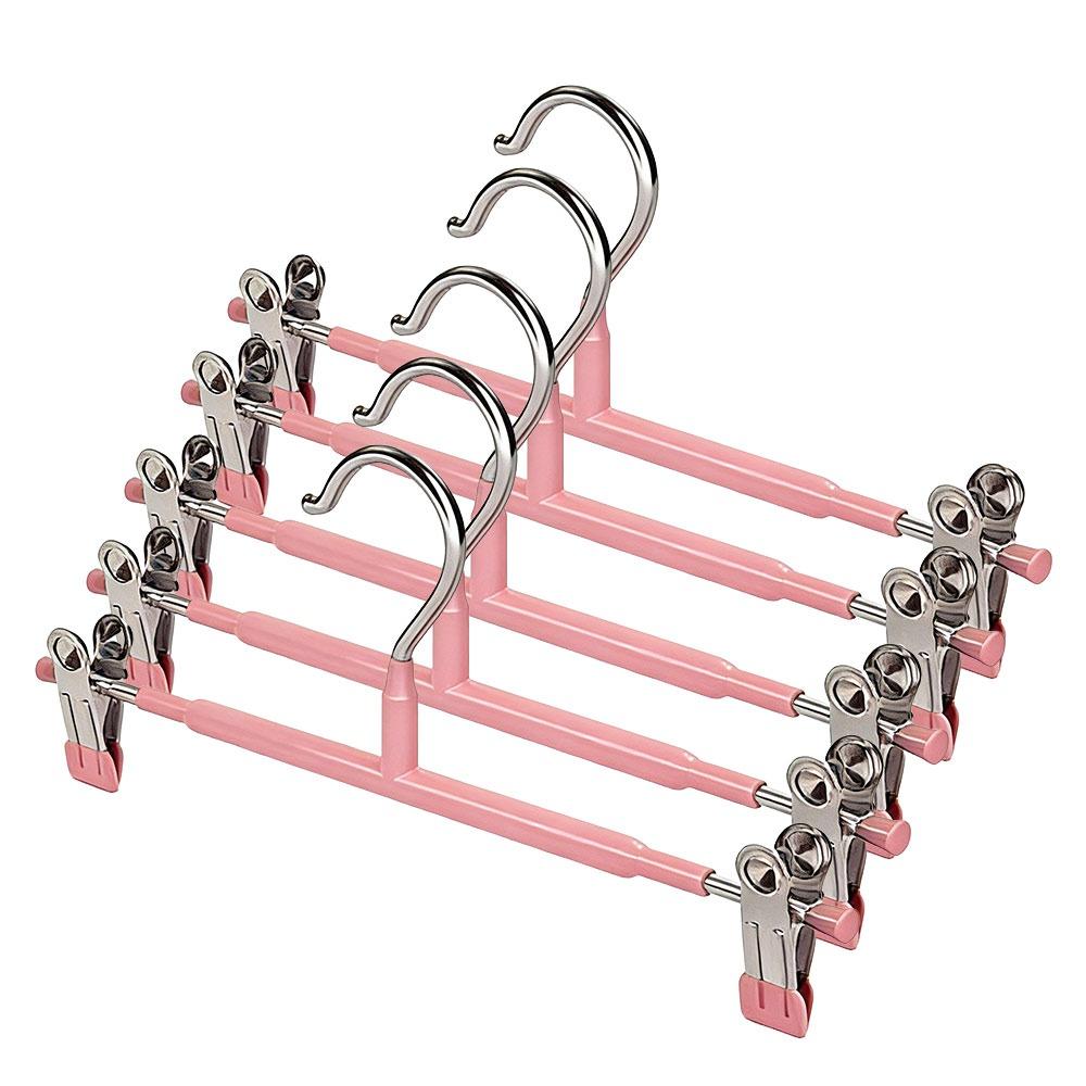 

Multi-functional Adjustable Pants Hangers with Clips Non-Slip No Trace Skirt Hangers Windproof Clothes Clip рожевий