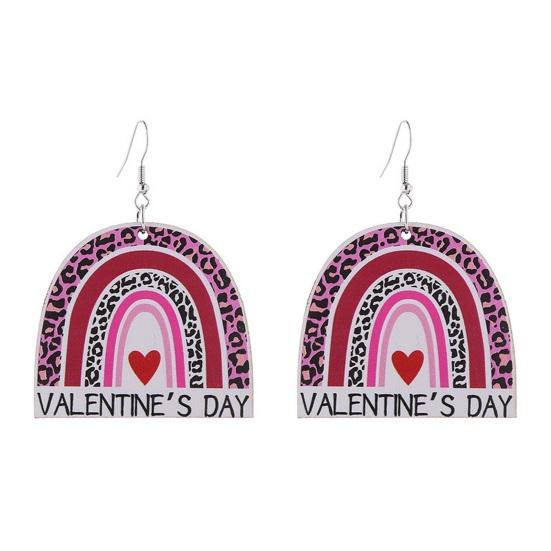 1 Par Pendientes Mujer Contraste de Color Estampado Carta de Amor Serie Rosa Pendientes de Gancho Románticos Pendientes Colgantes Día de San Valentín