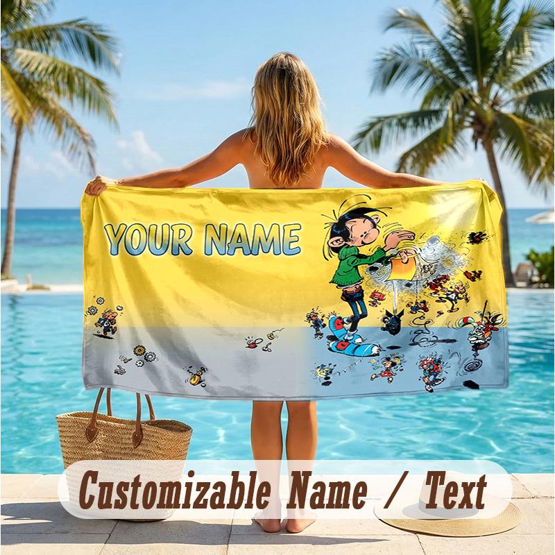 Custom Text Beach Towel, Soft Absorbent Swimming Multi-use TowelGaston Lagaffe