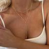European and American Fashion Simple Y-Necklace with Tassel Round Beads, Multi-Layer Versatile Clavicle and Chest Chain for Women