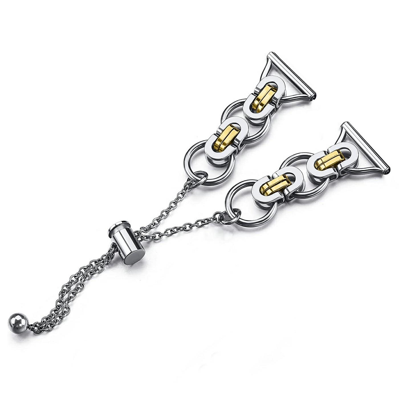 

Для Samsung Galaxy Watch7 44мм/40мм Ремешок для смарт-часов Металлический браслет в стиле одинарной цепочки Silver+Gold