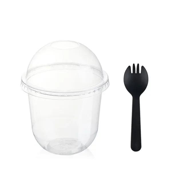 50 pezzi Coppette per budino con coperchi Scatole di plastica Gelato Mousse Dessert Picnic Festa Imballaggio Coppette da dessert con coperchio