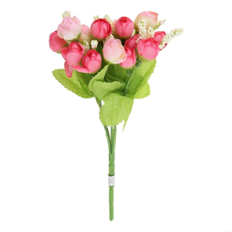 Head Rose Fake Silk Flower Leaf Artificial Home Wedding Decor Bridal Bouq