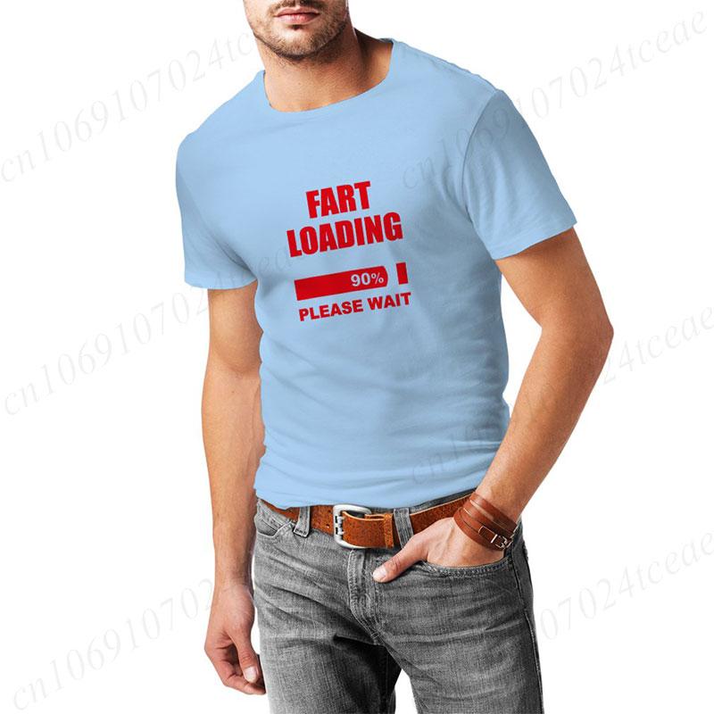 Men's T-shirt Fart Loading Please Wait Print Tshirts Dad Joker T-shirt Clothes Oversized Man Clothes Funny Gag Hilarious Gift
