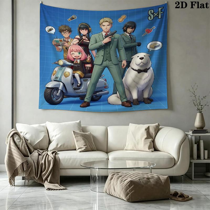 Spy Family Wall Tapestry Aesthetic Wall Hanging Printed Fabric Blanket Decorative Tapestries For Bedroom Living Room Home Decor