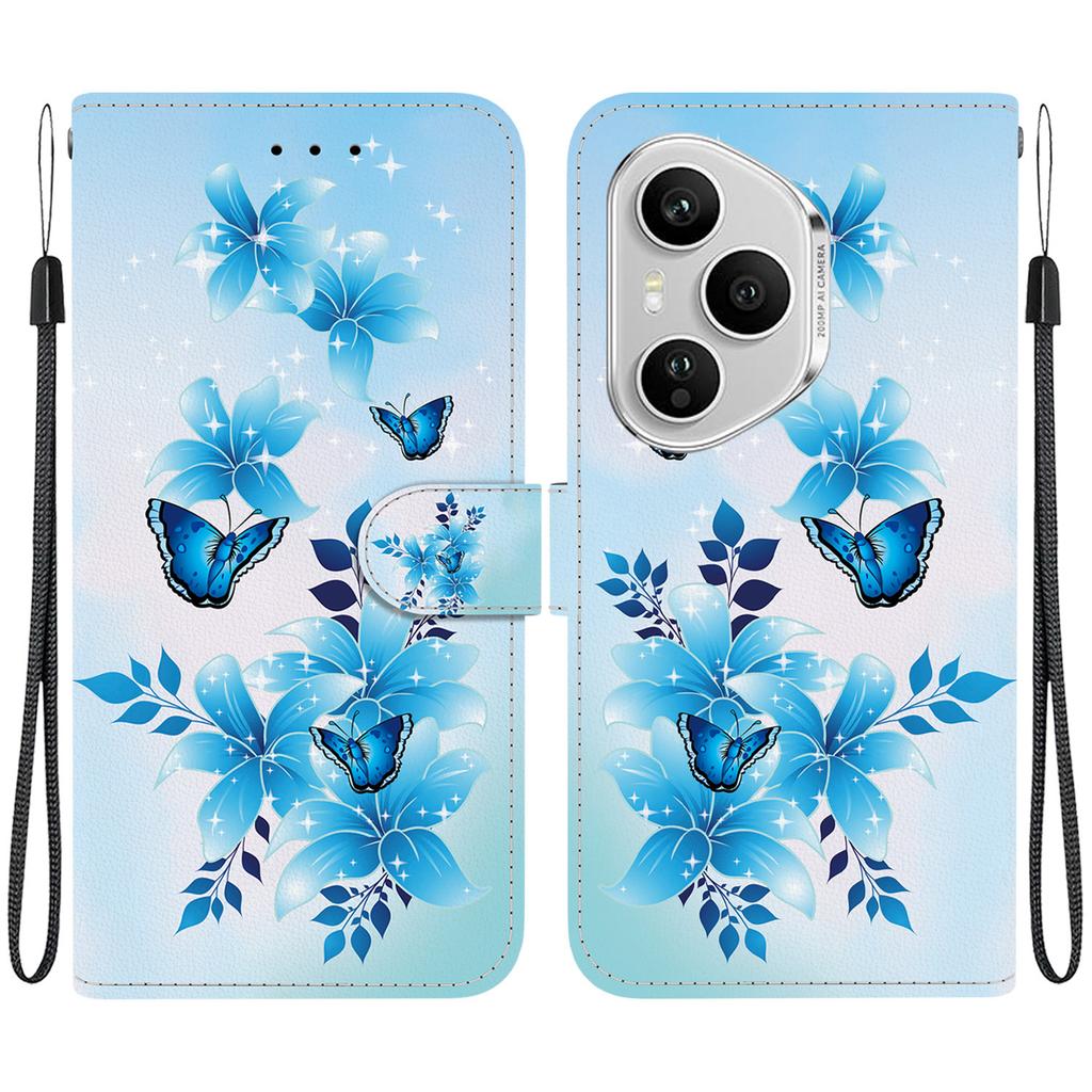 For Honor 400 Pro 5G (Global) Case Pattern Printing Leather Flip Wallet Phone Cover with Lanyard