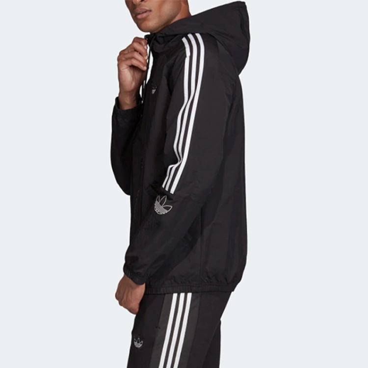 adidas Originals Trefoil Casual Sport Zip Hoodie Men Jackets Black ED4688