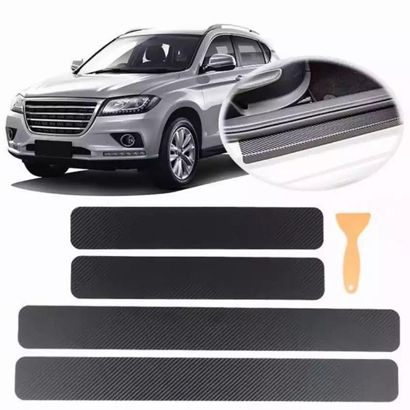 4PCS Car Stickers 4D Carbon Fiber Universal Sill Scuff Anti Scratch 60X7CM Auto Door Sticker Exterior Protection Car Accessories