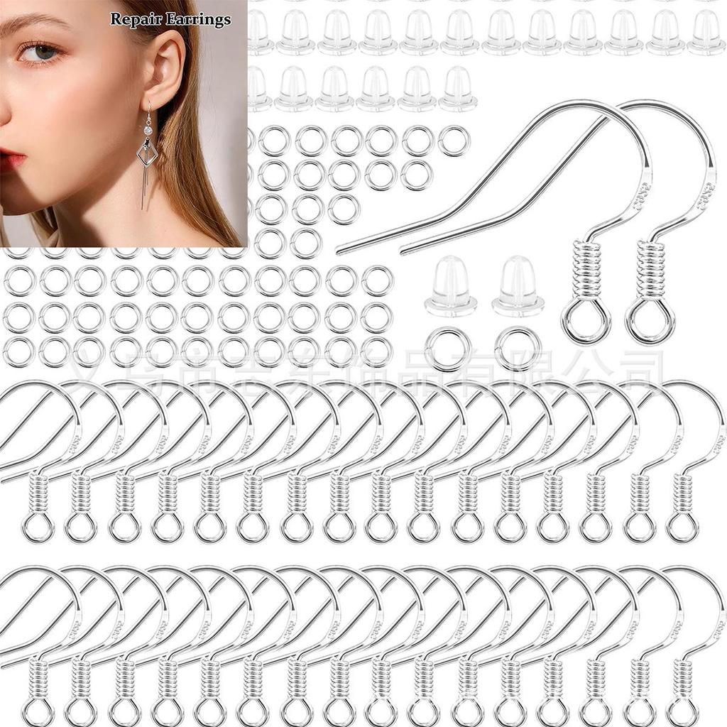 Ørekrok i lær og reparasjonssett med karabinkroker og åpne ringer for DIY-smykker