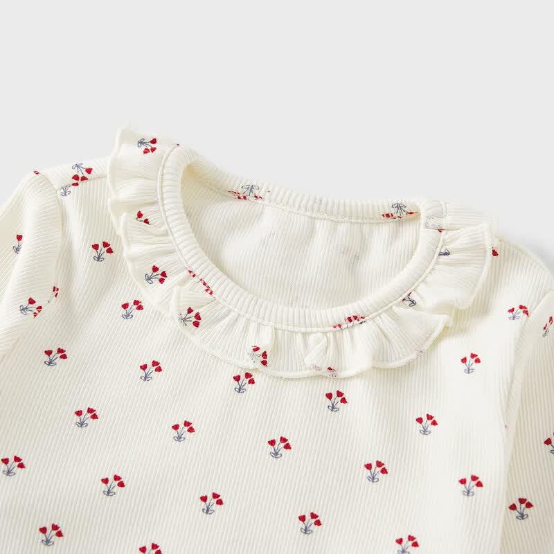 TONGTAI Baby Girls' Ruffle Collar Long Sleeve T-Shirt