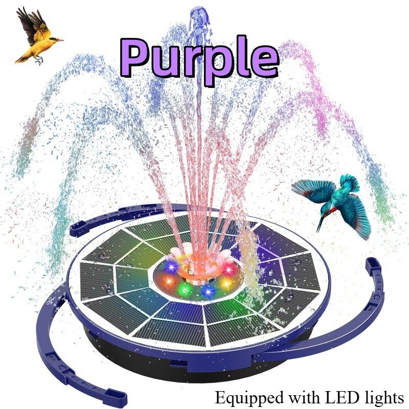 3.5W Monocrystalline Glass Layer Solar Fountain Pump with LED Color Lights for Outdoor and Garden Decoration,Light Blue Purple