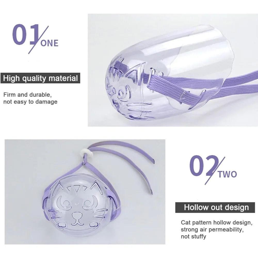 Katzenhaube Verstellbare Katzenmaulkorbmaske Atmungsaktiv Transparent Kätzchen Mundschutz Hohlgeschnitztes Design Beißschutz Haustierpflege Maske Kauen