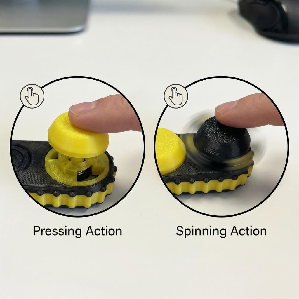 Ein per Knopfdruck bedienbarer, rotierender Ball – ein stressabbauendes Spielzeug für alle Altersgruppen, das bei Angstzuständen hilft.