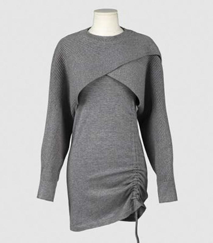 Urban Dress Cross Bolero Knit Onepiece Set Gray