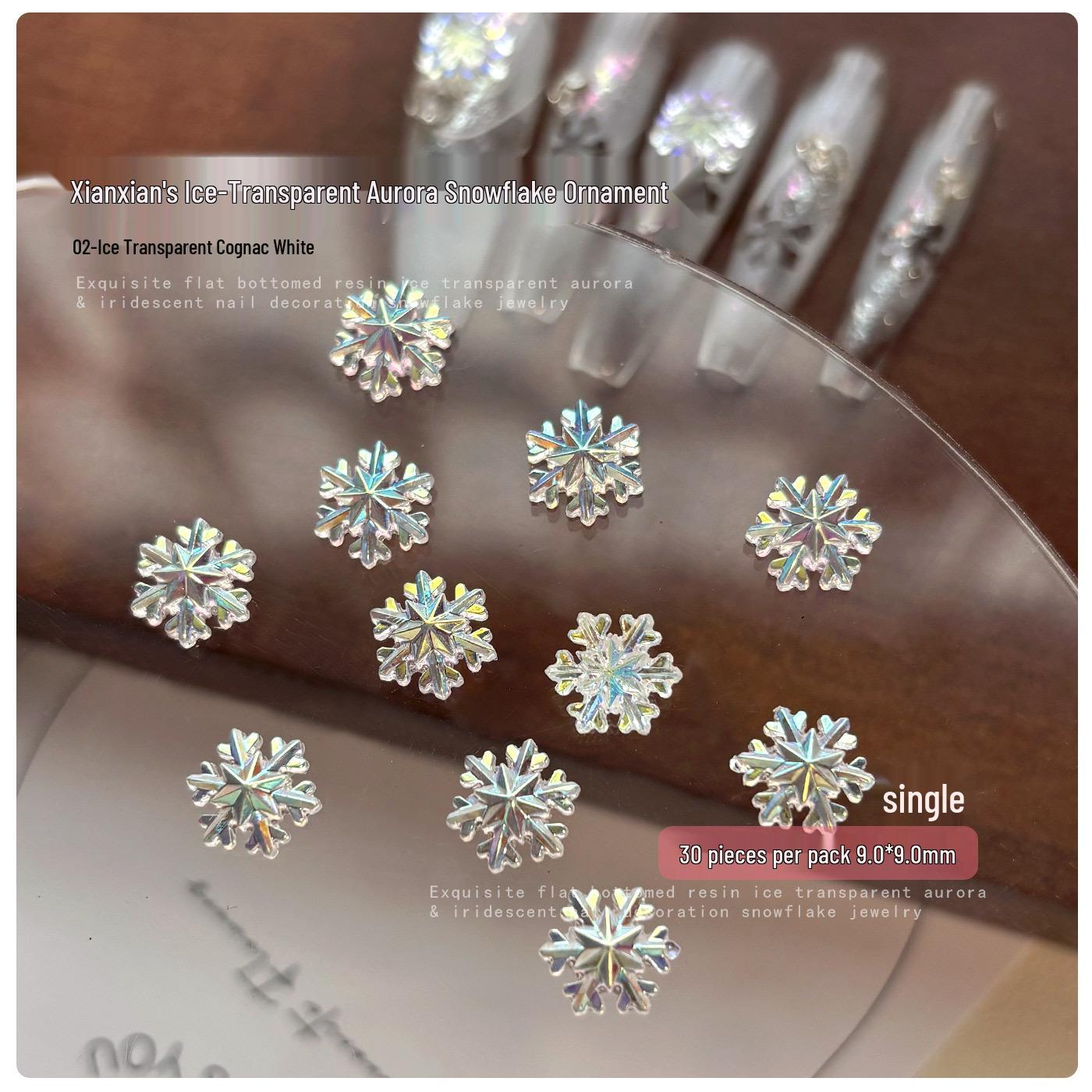 

Translucent Snowflake Resin Rhinestones for DIY Christmas Nail Art