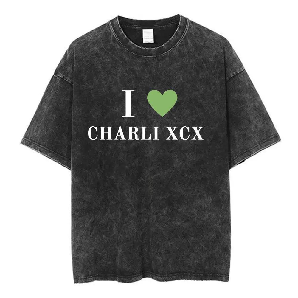 Charli Xcx Brat Arena Tour Washed T Shirts Men Women Fashion Pop Music Tshirts Cotton Vintage Tshirt Oversized Streetwear