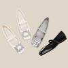 H83-3 silver casual women's shoes soft sole with large rhinestone square head shoes children's Internet celebrity ballet shoes Doudou shoes