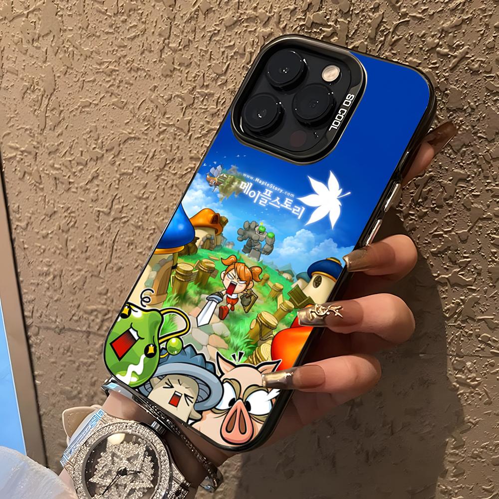 MapleStory Phone Case For 17 Air IPhone 16 Pro Max 15 Pro 14 Plus 12 13 X XS Max 11 Pro Colorful Silver Cover