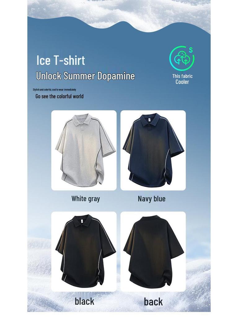 Heren Vintage Gestreept Kortemouw Polo Shirt, Zomer 2025, Trendy Los Overslag T-shirt