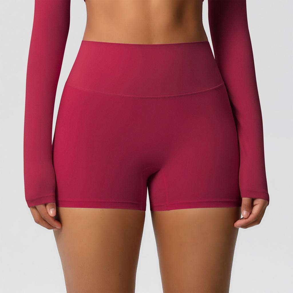 Women's Fashion Color High Waist Tight Hip Lifting Yoga Shorts Running Fitness Three Part Pants