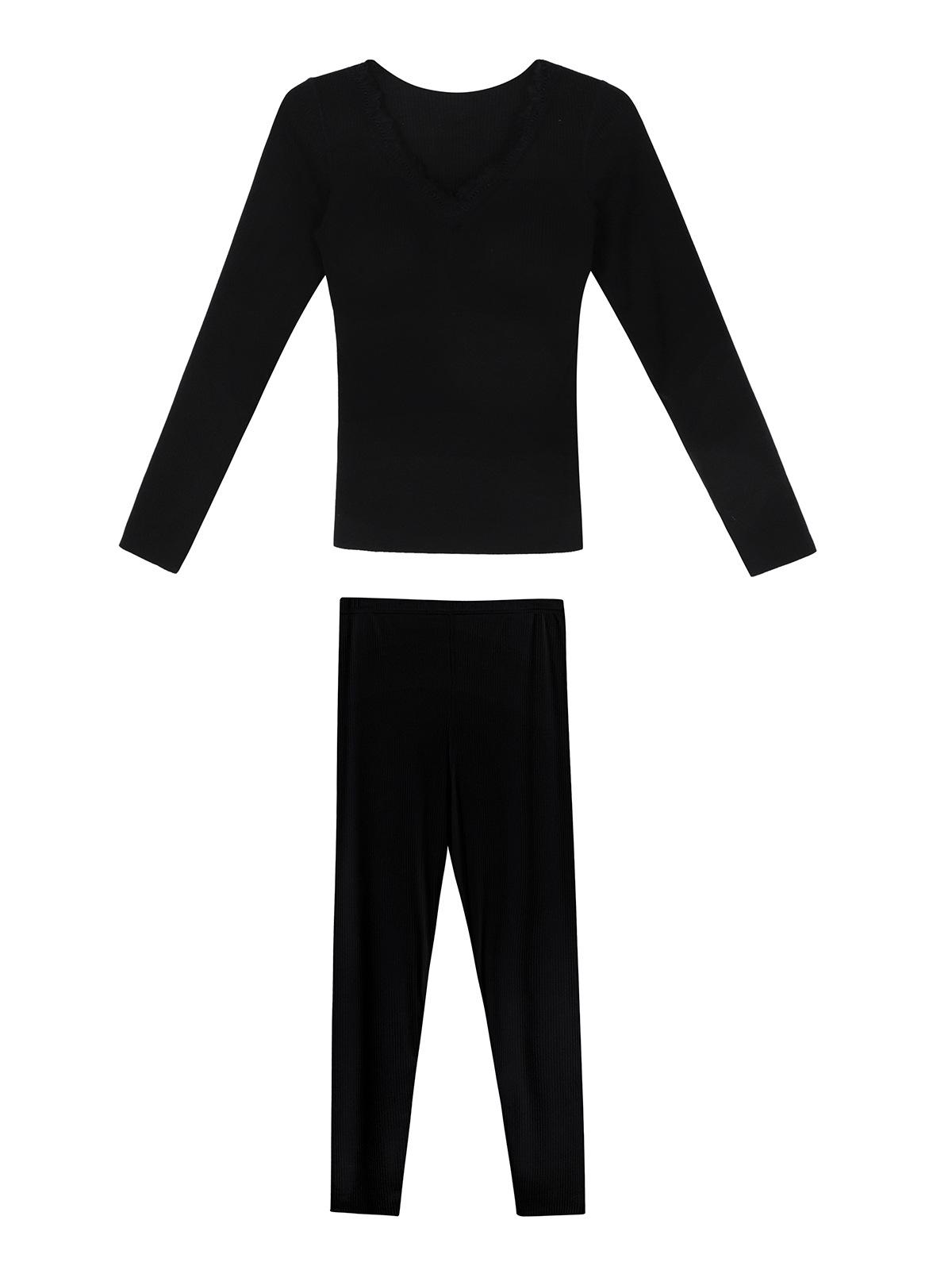 

Женский бесшовный термокомплект из смеси шерсти: Теплый осенне-зимний базовый слой с утепленным верхом M (80-100 Jin)