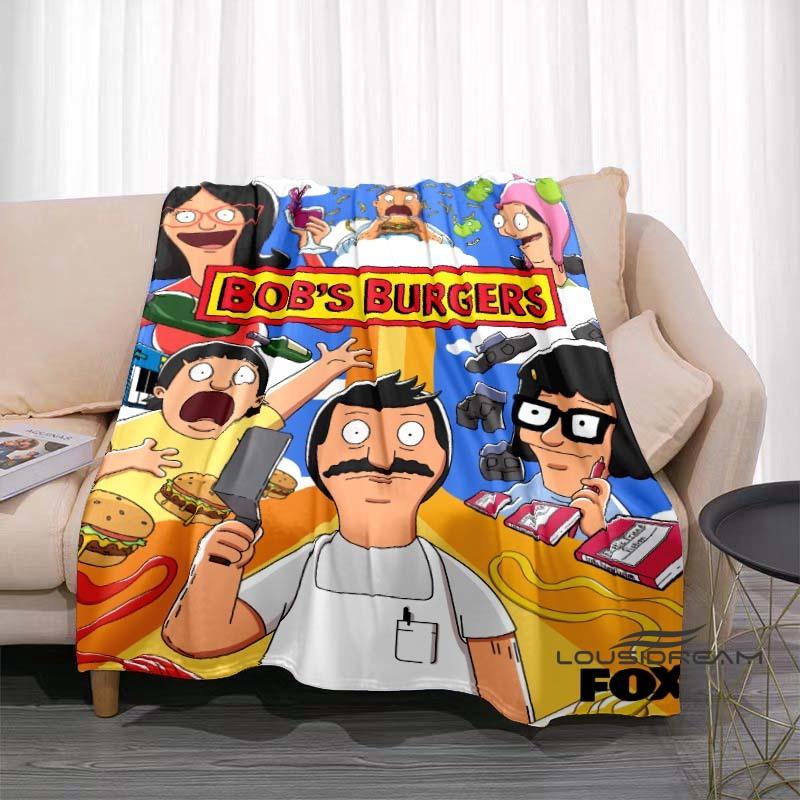 Happy Burger Shop cartoon print blanket. A warm and comfortable flannel blanket suitable for bedrooms, sofas, beds, chairs, picn