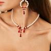 Halloween Blood Dripping Crystal Fringed Necklace Female, Gothic Imitation Pearl Beaded Necklace Choker