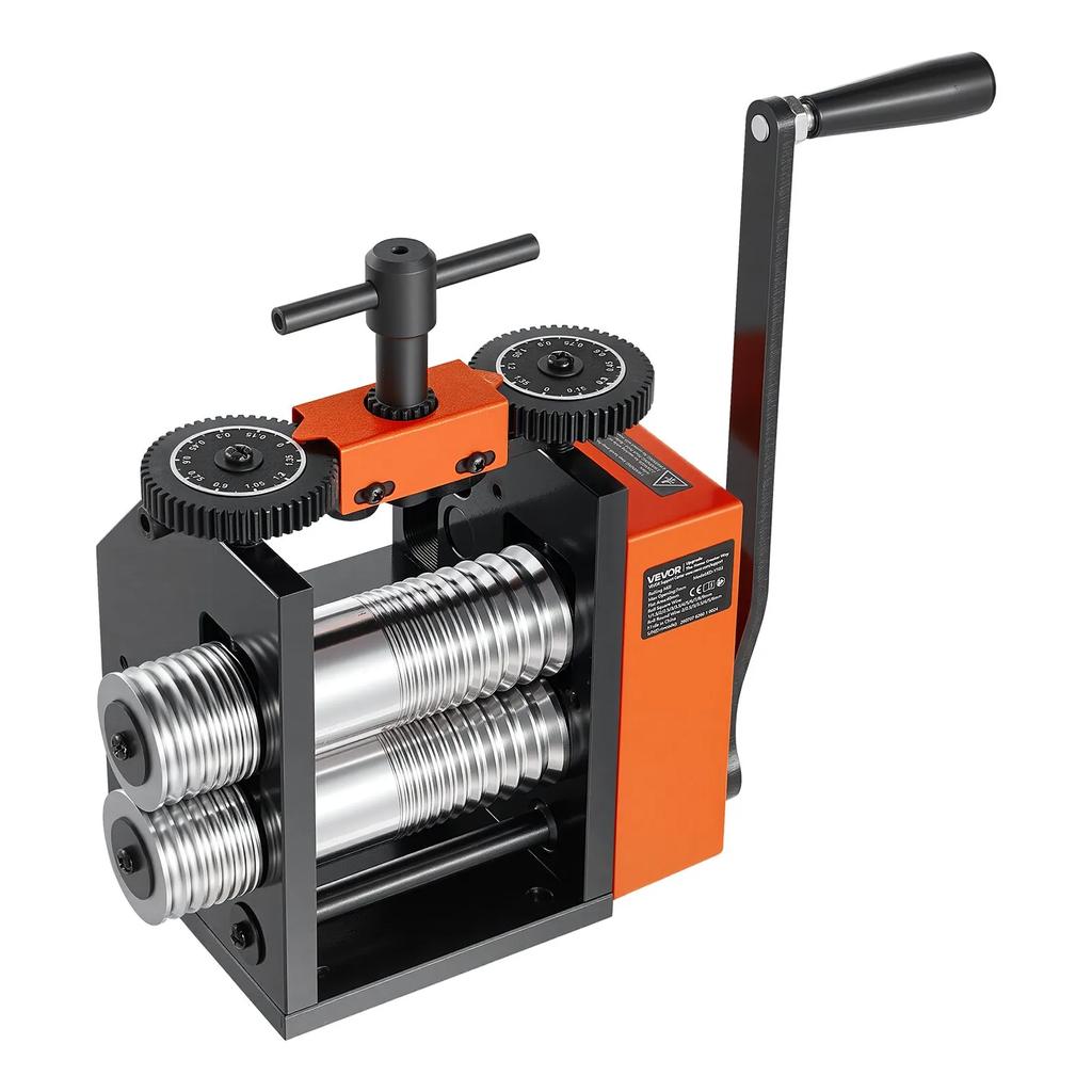 VEVOR Rolling Mill 3-in-1 Round Flat Square Pressing Roller Mill Machine, Manual Jewelry DIY Tool, 0.03-7 mm Adjustable Thickness