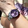 Men's Quartz Watches Stainless Steel Strap Couple Bracelets Wristwatch with Day Date 24-Hour Moon Phase Function Relogio Womens Watch