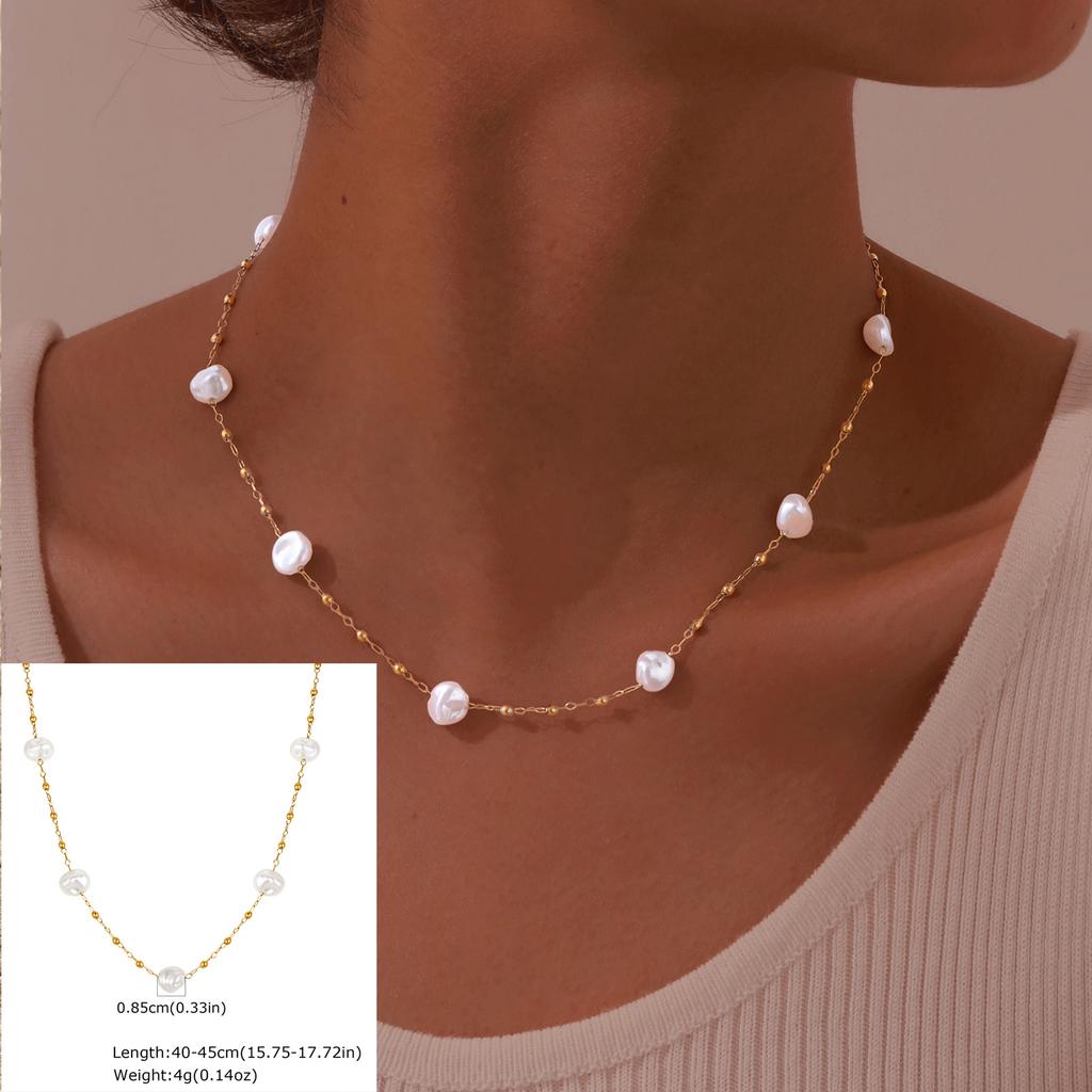 Waterproof Pearl Anklet, Stainless Steel Anklets Beads Link Chain Adjustable, Fashion Jewelry for Women Mom Wife Girlfriend