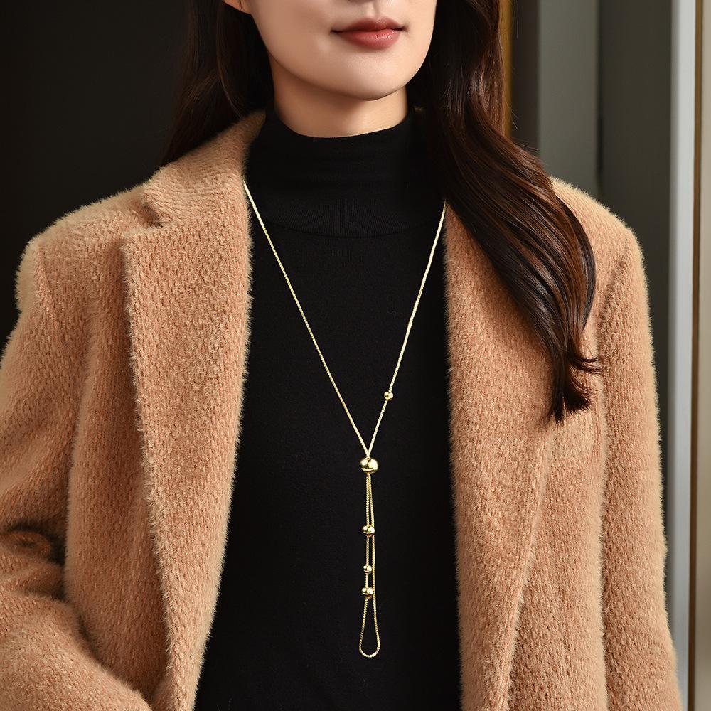 Titanium Steel Geometric Pendant Necklace For Women With Gold Plating Winter Fashion Accessory