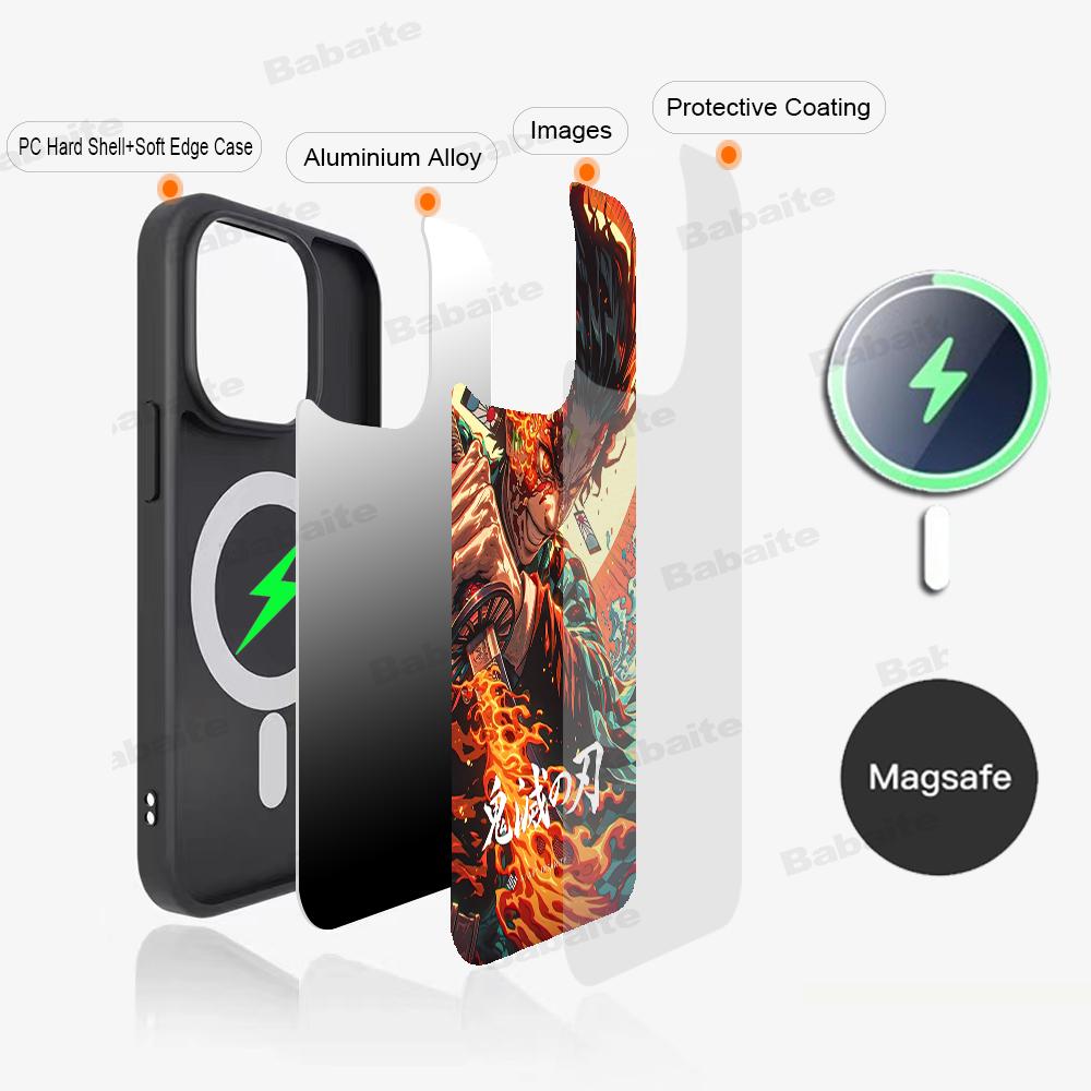 Demon Slayer Phone Case Magnetic Case For IPhone 16 14 13 12 11 15 Pro Max Plus For Magsafe Wireless Charge Cover