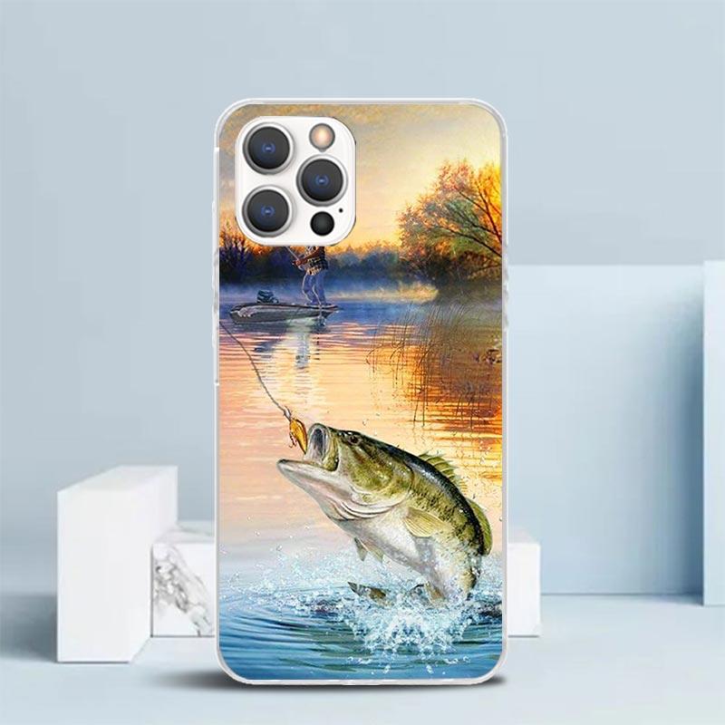 Offshore Angling Fishing Fish Rod Phone Case For IPhone 16 17 Air 16E 15 14 Plus 13 Mini 12 11 Pro Max 7 8 + SE 2020 Soft TPU Ba