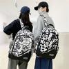 Graffiti Print Small Fresh Backpack Trend Simple Fashion High School Student Large Capacity Schoolbag College Student Couple