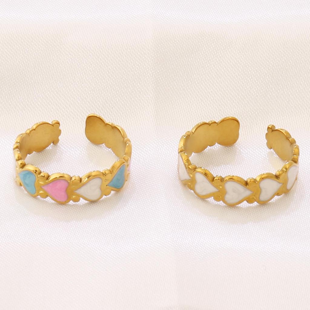 18K Gold Plated Heart-Shaped Resin Open Ring for Women