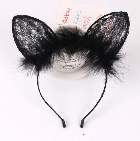 Halloween party costume ball headgear lace veil Internet celebrity cute cat rabbit ears headband hairpin