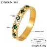 Openable Stainless Steel Bracelets For Women 18k Gold Plated Inlaid Square Zircon And Glass Stone Hollowed Women's Cuff Bracelet