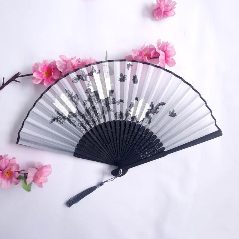 Vintage Bamboo Silk Women's Folding Fan - Portable Dance Gift