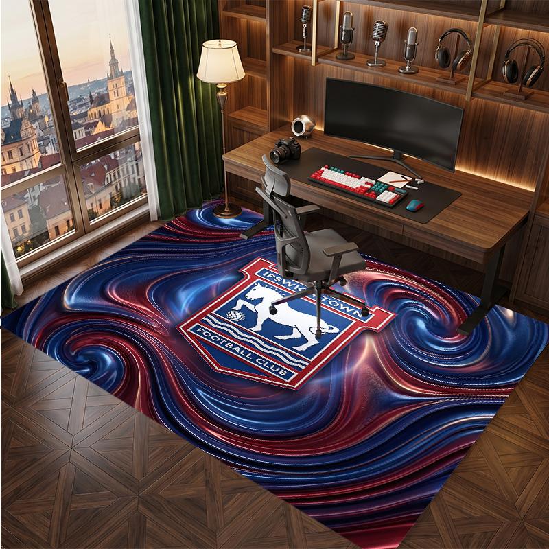 Tappeto in Velluto di Cristallo con Stampa Calcio Ipswich Town, Tappeto da Pavimento Interno Comodo Assorbente d'Acqua Antiscivolo