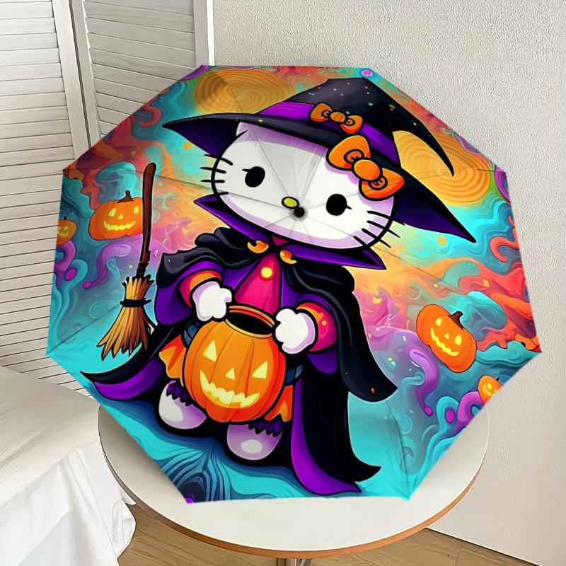 1PC Halloween Kitty Automatic Folding Umbrella | Vibrant Motif & Compact Design for Everyoneyy250930060