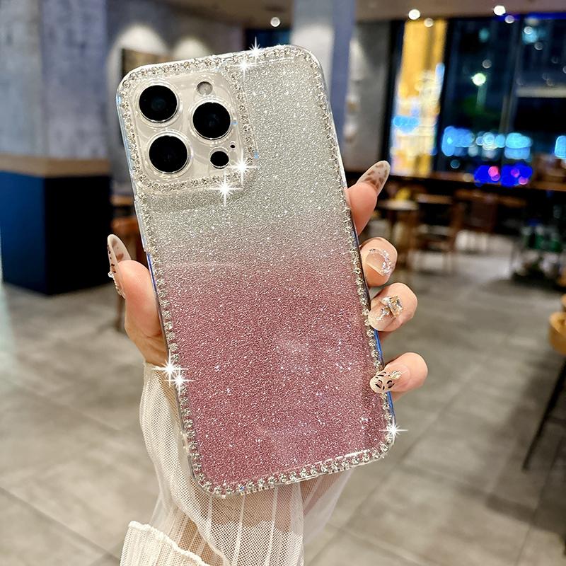 Luxury Glitter Bling Diamond Camera Protect Bumper Phone Case For iPhone 17 Air 16 15 Pro Max Samsung S25 Redmi Note 14 13 Shockproof Protective Cover