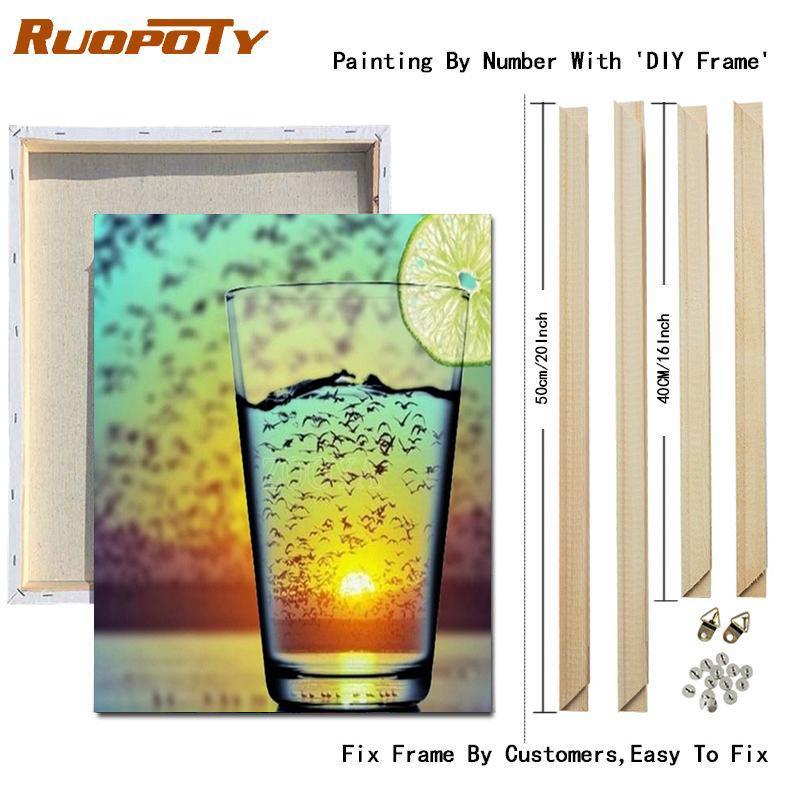 RUOPOTY Paint By Numbers Seaside Landscape Wall Art Unique Gift Hand Painted Acrylic Picture By Numbers Bottle For Living Room