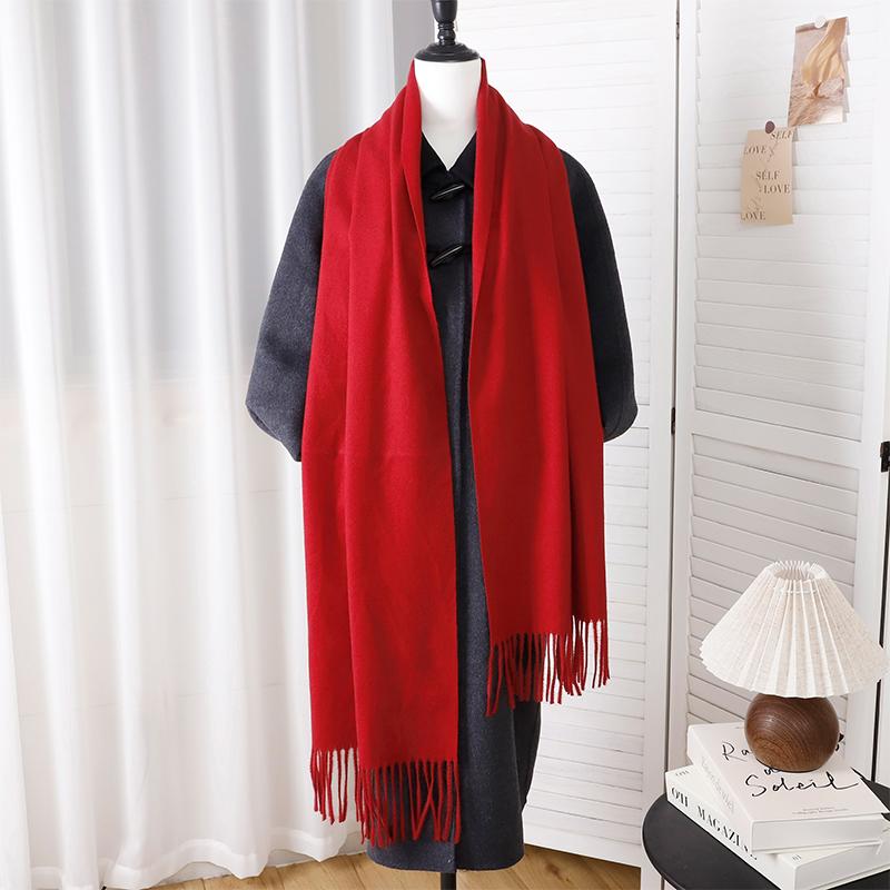 New Designer Luxury Women Warm Scarf Winter Cashmere Shawls Thick Solid Neckerchief Hijab Wraps Tassls Pashmina Foulard