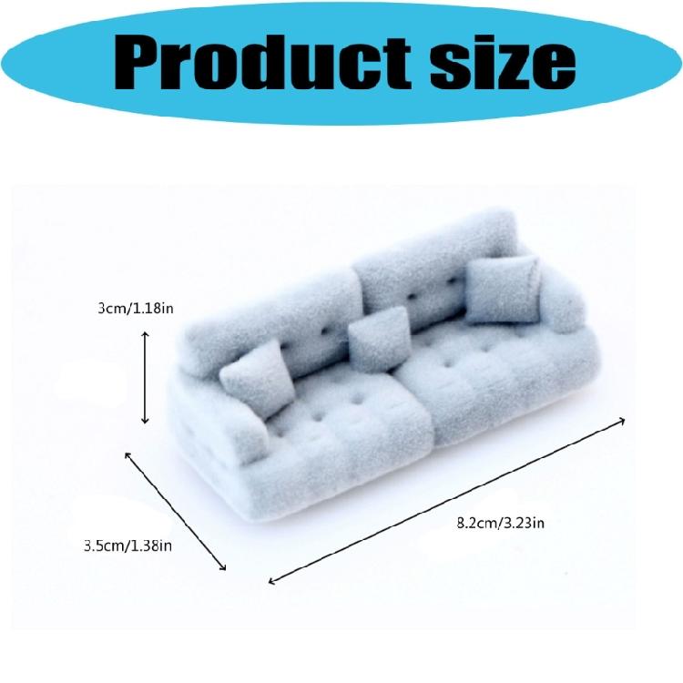 Doll House Decoration Miniature Couch Model with Flocking Texture for Small Scale Living Room Styling, Corner Display and Photo Props Use